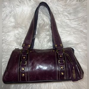 2000s purple genuine leather purse with gold detail